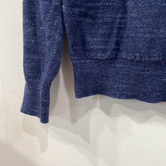 J. Crew Unisex Crew Neck Cotton Pullover Sweater Heathered Navy Blue size S - Picture 4 of 9
